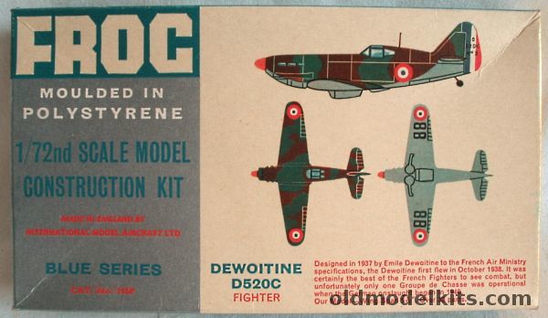 Frog 1/72 Dewoitine D-520C (D520C) - Blue Series, 155P plastic model kit